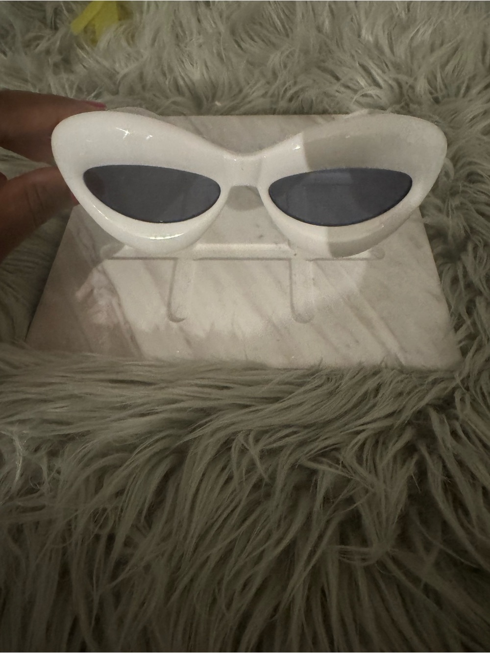 White Cat Eye Sunglasses with Gray Lenses
